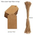 50pcs Kraft Paper Tags Kraft paper Cards with Strings Wedding Birthday Christmas Party Gift Tag Cookie Packaging Supplies. 