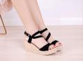 PEARL HIGH HEELS WEDGE SANDALS. 