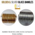 24 pieces / 2 Dozen Plain Golden & Silver Glass Bangles in Size( Do, Sawa Do, Dhai). 