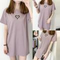 【ALLGOOD】Fashion Women T-Shirt Dress O-Neck Short Sleeve Loose Leisure Dress. 