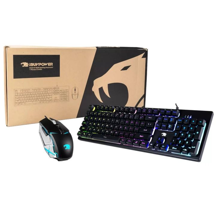 IBUYPOWER SA2210 RGB Gaming Keyboard and Mouse-Light Up & LED Backlit Keyboard & Mouse Combo-Rainbow Keyboard with 104 Keys- Gaming Mouse, for PS4, PS5, Xbox, PC, Laptop-Black
