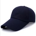 【LuckyBabyFans Store】Unisex Plain Black Extra Long Bill Snapback Adjustable Baseball Cap Sandwich Brim Hat Outdoor Sun Hat Canvas Cap. 