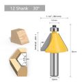 12.7mm Shank Chamfer Router Bit with Bearing Guide Degree 30  Wood Edge Trim Milling Cutter. 