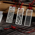 Stainless Steel Bookmarks Hollow Metal Bookmarks Tasse with Red Knot for Kids Students Gift School Supplies. 