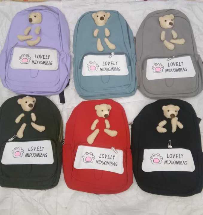 Korean%20Style%20College%20Bag%20with%20a%20cute%20small%20Teddy%20in%20front%20-%20Image%202