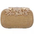Golden Fancy Bridal Wedding Party Crystal Clutch for Women Ladies Bag Wallet. 