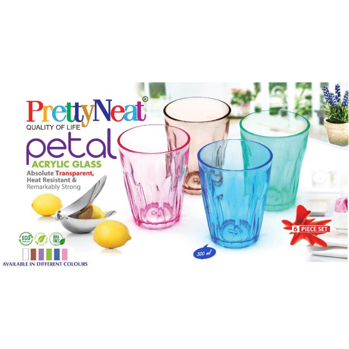 Pretty Neat Petal Acrylic Glasses - 300 ml - 6 pieces set