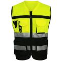 OIMG 2 Pcs 7 Pockets Class 2 High Visibility Zipper Front Safet Yellow Vest With  Reflective Strips X & Xl. 