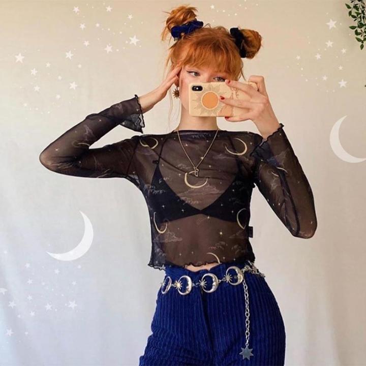 sun moon mesh top