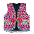Sindhi Embroidered Waistcoat Koti for Adult Females   crafted with Embroidery & Reflective Sequins Waist Coat Sleeveless. 