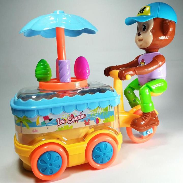 DIY Kids Toy Children Role Play Toys Educational Toy Mini Candy Cart Detachable Ice Cream Shop Cart With Light and Music