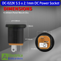 DC022 12V 3A 5.5 x 2.1mm Plastic Male Plugs Connector DC022K DC Power Female Metal Panel Mount Socket Jack by Electrica. 
