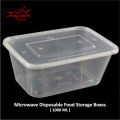 Pack of 10 - 1000 ML. Microwave Disposable Food Storage Boxes - Clear Transparent Plastic. 