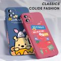 Hontinga for OPPO A5 2020 / A9 2020 Case Side Design Phone Cover Cartoon Pink Case Square Edge Pattern Liquid Silicone Trend Cover. 
