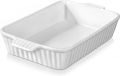 Baking Dish, Casserole Dish for Oven, Ceramic Baking Pan, Rectangular Lasagna Pan Deep with Handles for Cooking Serving Cake Kitchen 13.5" Long Rectangular Stripped Ceramic Tray. 
