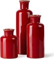 Ceramic Rustic Vase for Home Decor,CwlwGO- Set of 3 Decorative Vases for Table,Fireplaces Decor,Bookshelf, Living Room,Decorative Touch to Any room's Decor.(RED)……. 