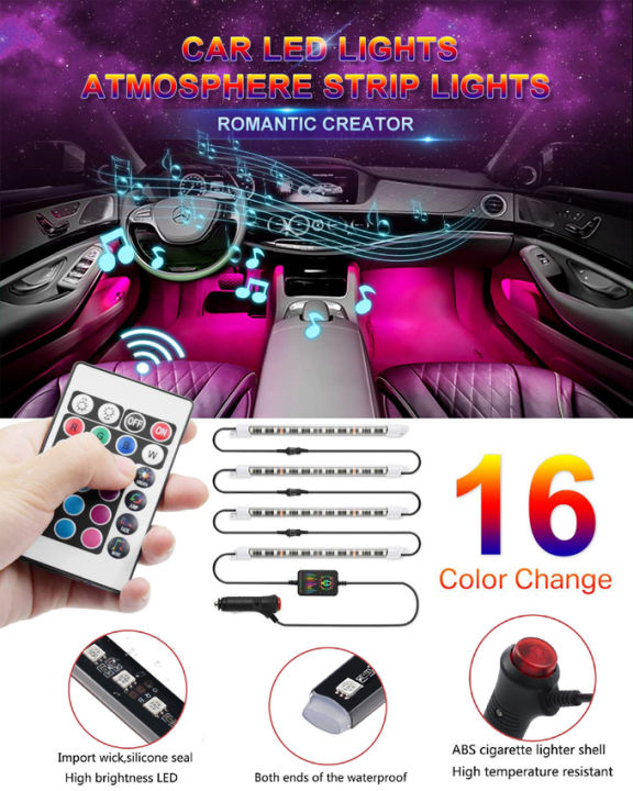PCS LED Strip Light with Bluetooth Remote Controlled For Car and