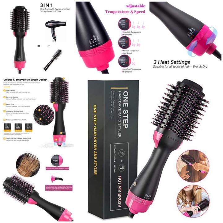 Hair Dryer Brush Hot Air Hair Brush Styler for Straightening Curling Electric Blower Brush Volumizer Warm-air Comb One Step Dryer