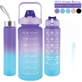 Pack Of 3 Motivational Water Bottle For Girls ,Boys Gradient Color Drinking Water Bottle For Girls With Handle Portable Unisex WaterBottle For School, Fitness, Outdoor Sports, BPA Free Grade Plastic Leak Proof Travel Water Bottles(2Litre , 700ML , 300ML). 