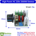 2000W High Power 220V AC Dimmer with Adjustable Knob for Fan, Light, Motor & Temperature Speed Control | Smooth Variable Output Controller by Electrica. 