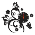 DW Decor Welly | Clock with butterflies and flowers | Premium wall clock | Wooden wall clock for Living Room & office decoration. 