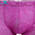 Green Home Men Underwear Low-rise Floral Texture Lace Shorts Panties. 