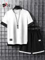 Men Two Piece Outfits Sets 2024 Summer Casual Crew Neck Drop  Sleeve T Shirt and Shorts Mens Summer Suit. 