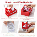 Potato Chips Cutter - French Fries Potato Chipper Machine - Interchangeable Steel Blades - 25 & 49 Slicer - French Fry Potato Chipper + 2 Blades - Vegetable Fruit Cutter - Homemade Chips Maker. 