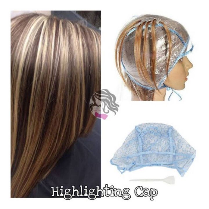 Professional Salon Reusable Hair Coloring Dye Hat Hair Streaking Cap with Streaking Hook, Highlight Cap in Plastic