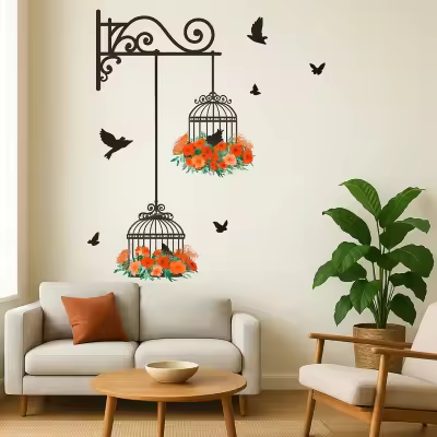 Flower Birdcage Wall Sticker