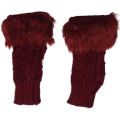 Women’s Faux Fur Fingerless Knitted Gloves | Warm Winter Hand Wrist Warmers | Soft, Stylish & Comfortable | Maroon. 