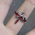 Irregular Red Crystal Glass Heart Aesthetic Rings For Women Y2K Gothic Animal Spider Ring Creative Grunge Jewelry Accessories. 