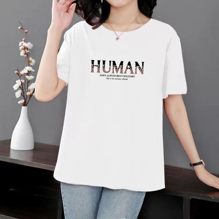 Thin%20short-sleeved%20t-shirt%20women's%20summer%202022%20summer%20new%20plus%20size%20fat%20sister%20imitation%20cotton%20loose%20top%20ladies%20k%20-%20Image%205