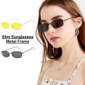 Slim Square Sunglasses for Girls Metal Frame Sunglasses For Women. 