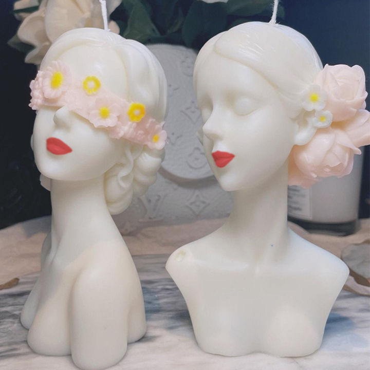 Female Body Candle Silicone Mold Women Shaped Candle Making Wax Plaster Mould Handmade Eyes Closed Girl Blindfolded Girl Elegant Girl