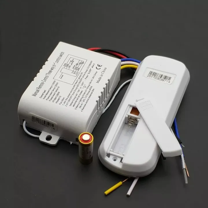 Wireless%20remote%20control%20switch%20for%20lights%20and%20fan,%203-way%20channel%20220V%20on/off%20lamp%20transmitter.%20Includes%20remote%20control%20light%20and%20fan%20kit,%20room%20light%20remote%20control%20kit,%20and%20fan%20switch%20kit.%20Comes%20with%2023A%2012V%20battery%20-%20Image%204