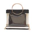 Astore Transparent Black Faux Leather Fix Gold Chain Acrylic Bag with Inside Vanity Party ShoulderBag and Handbag bags For Women and Girls. 