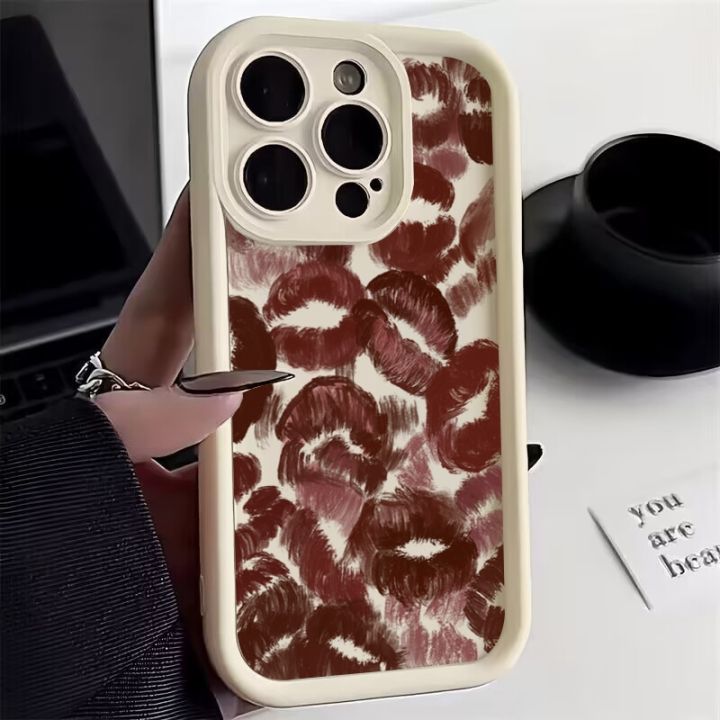 Girl Red Lips Matte Case For iPhone 11 12 13 14 Pro Max 15 Pro Max X XR XS Max 7 8 Plus SE 2020 Soft TPU Back Cover