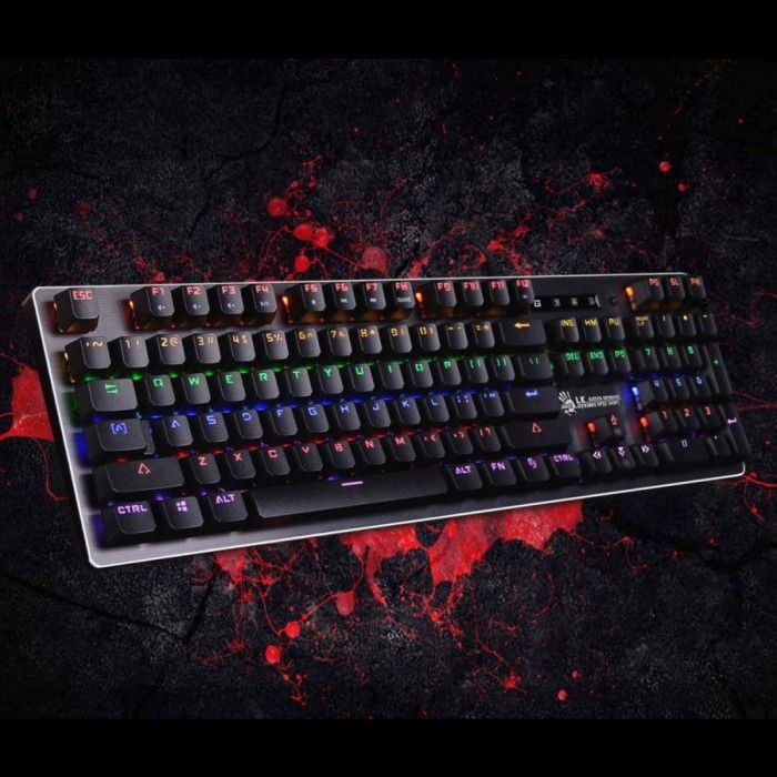 Bloody B760 - Light Strike Gaming Keyboard - Optical Switches - Neon Backlit - 0.2 ms Key Response - Water Resistant - Adjustable Backlit - Green Switch - For PC, Laptop