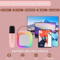K12 Wireless Mic With Speaker - Single / Double RGB 7 Colour Dancing Light Karaoke Mic With Portable Bluetooth Microphone For Recording With Speaker For Music - 3 in 1 USB / AUX / SD Card Slot Karaoke Handheld Microphone - Black, Blue & Pink Colours. 