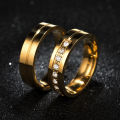 Fashion Stainless Steel Couple Rings Jewelry Minimalism Gold Plated Wedding Rings 18k Couple Stainless Steel Rings for Women Men. 