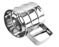 Stainless Steel Flour Sieve Cup Baking Shaker Sieve Cup Mesh Crank Flour Sifter with Measuring Scale Mark for Flour Icing Sugar. 