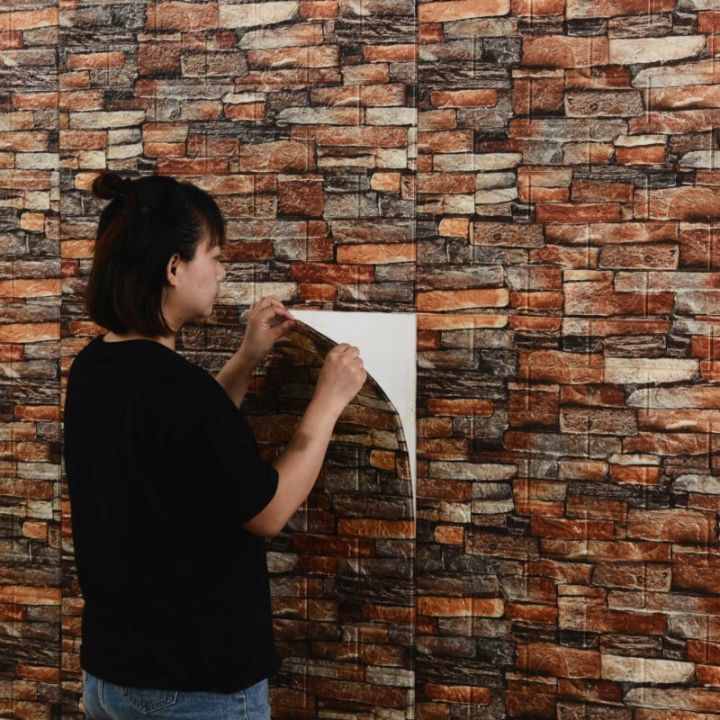 3D Brick Wall paper -Wall Stickers Self Adhesive Wallpaper Sheets 3mm | Peel and Stick Wall Brick Room Panels PE Foam High Quality Bricks Wallpaper - Wall paper-Wallpapers Wallpaper