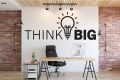 WallsArt Store Think Big Office Wall Vinyl Decal Think big with light bulb office stickers Office Wall Art Gifts Home Office Quote Teamwork Business. 
