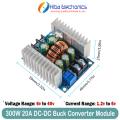 300W 20A DC-DC Buck Converter Step Down Module Constant Current LED Driver Power Step Down Voltage Module Electrolytic Capacitor. 