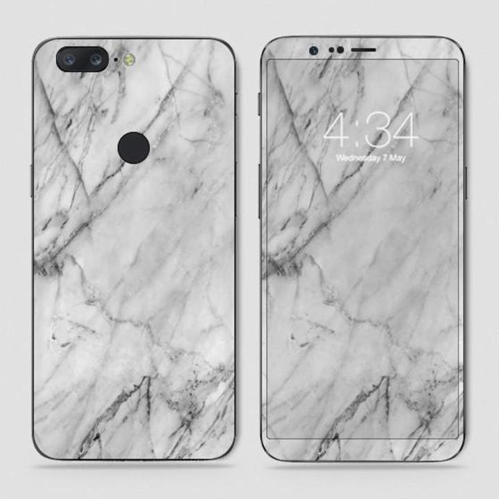 OnePlus 5T Skin - SkinLee HQ Vinyl Skin Wrap (Not Cover) - Realistic White Marble - SKINLEE-128-2-145-131