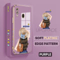 TA for Samsung Galaxy A20 / A30 Back Cover + Free Lanyard Back Girl Luxury 6D Plating Case Side Pattern Soft Silicone Square Phone Cases. 