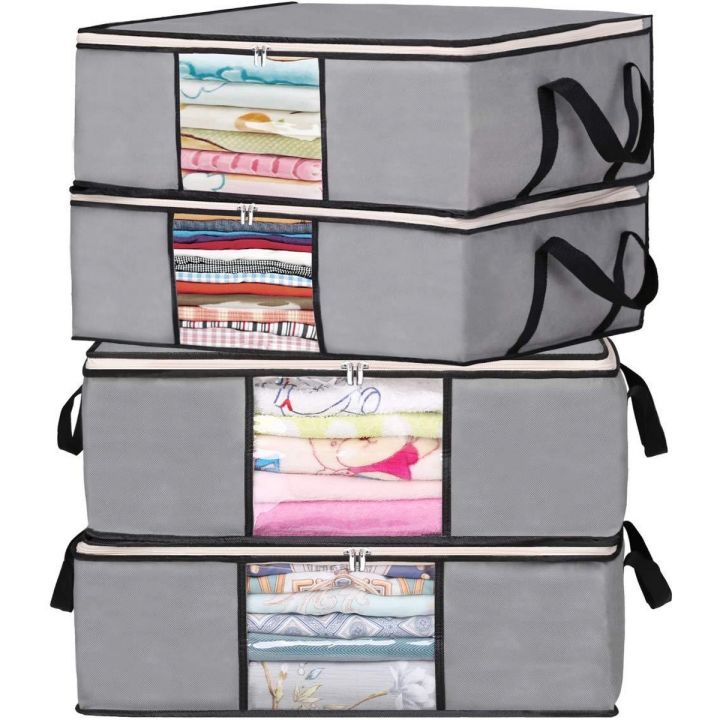 Clothes Storage Bags Organizer Under Bed Storage , 43L, Grey