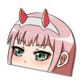 13cm for Zero Two Darling In The FranXX Bumper Anime Products Stickers on Car Accessories Sunscreen and Waterproof Decoration. 