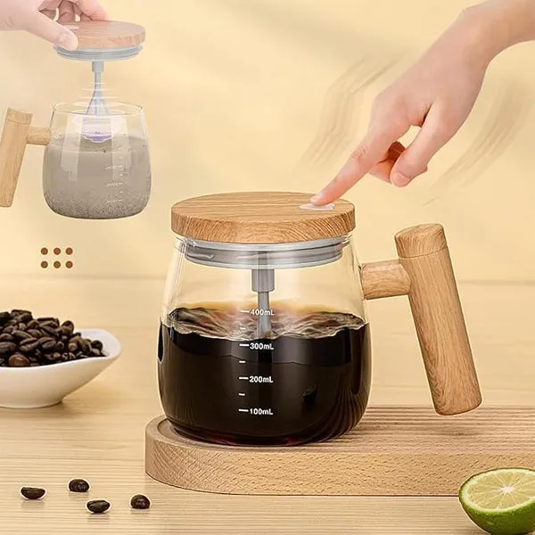 New Rechargeable Self-Stirring Coffee Mug, 400ml Electric Mixing Cup with Automatic Stirring Function, Portable & Spill-Proof Travel Mug for Coffee, Tea, Hot Chocolate & Beverages, USB Charging, Easy to Clean & Durable